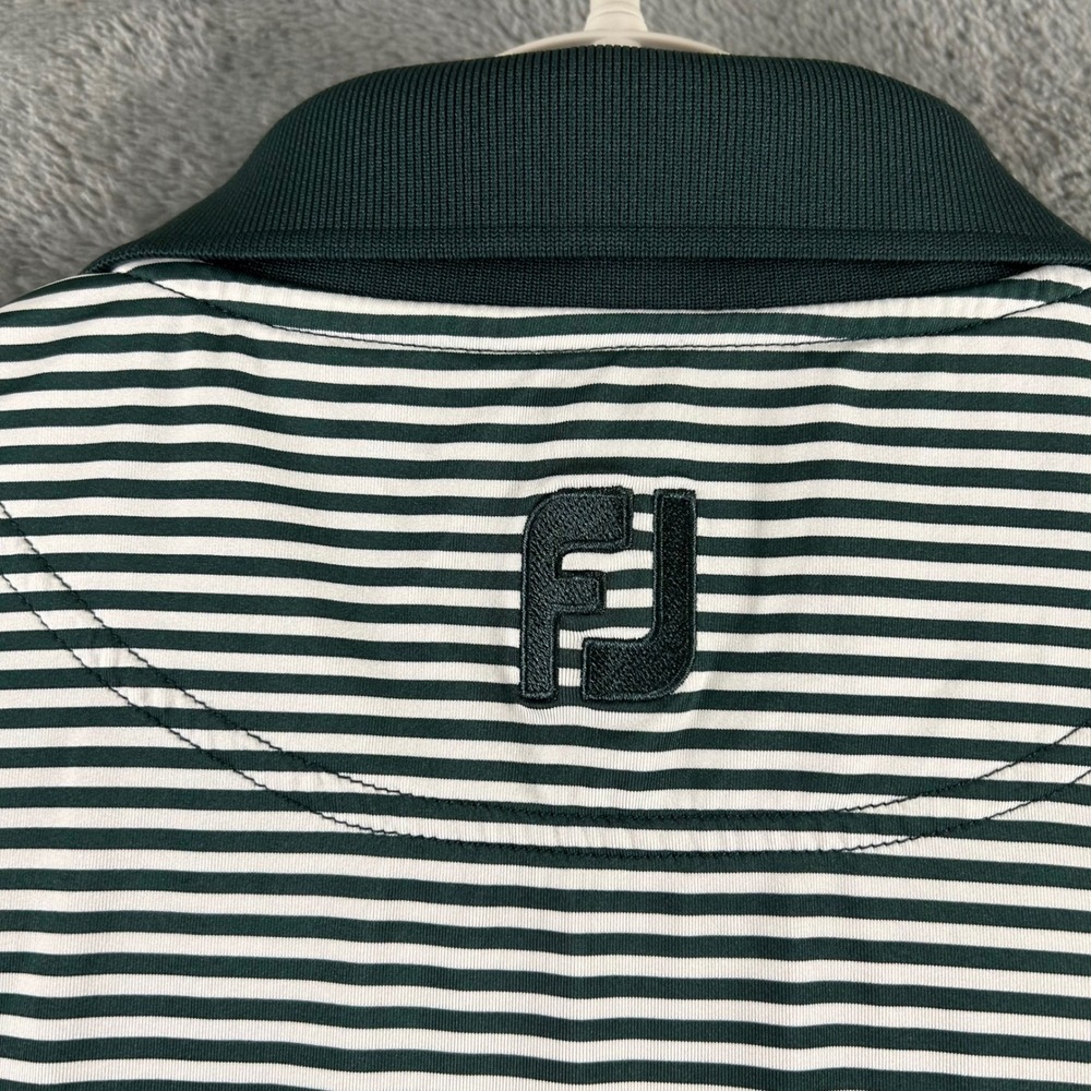FootJoy Mens GlenRiddle Golf Club Striped Polo Shirt Green White XL Stretch FJ - Picture 7 of 9